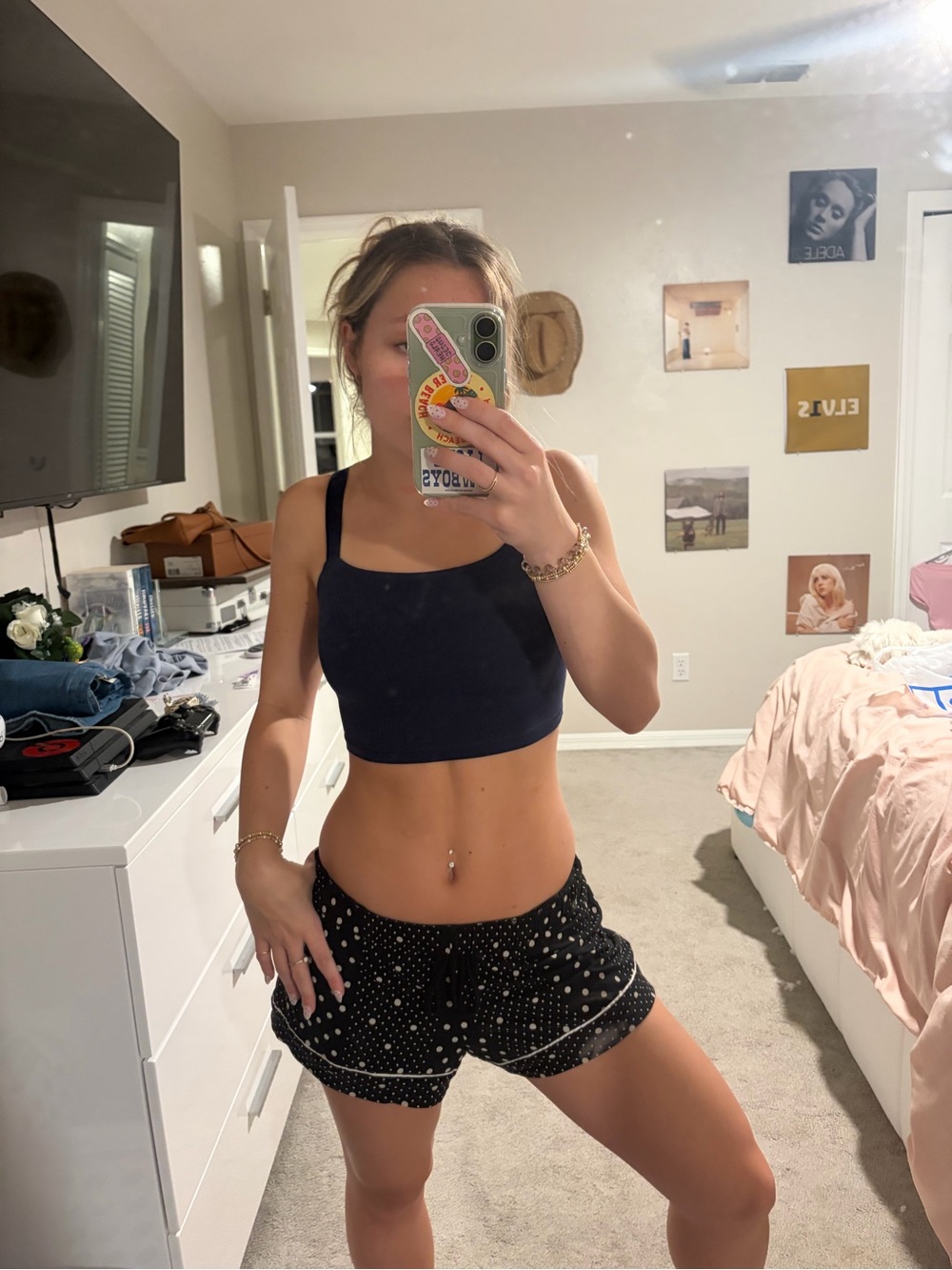 aerie Navy Square-Neck Crop Brami Top